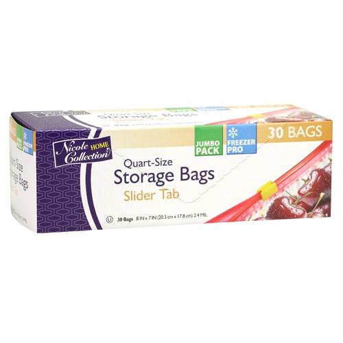 Nicole Home Collection Quart Size Freezer Storage Bags with Slide
