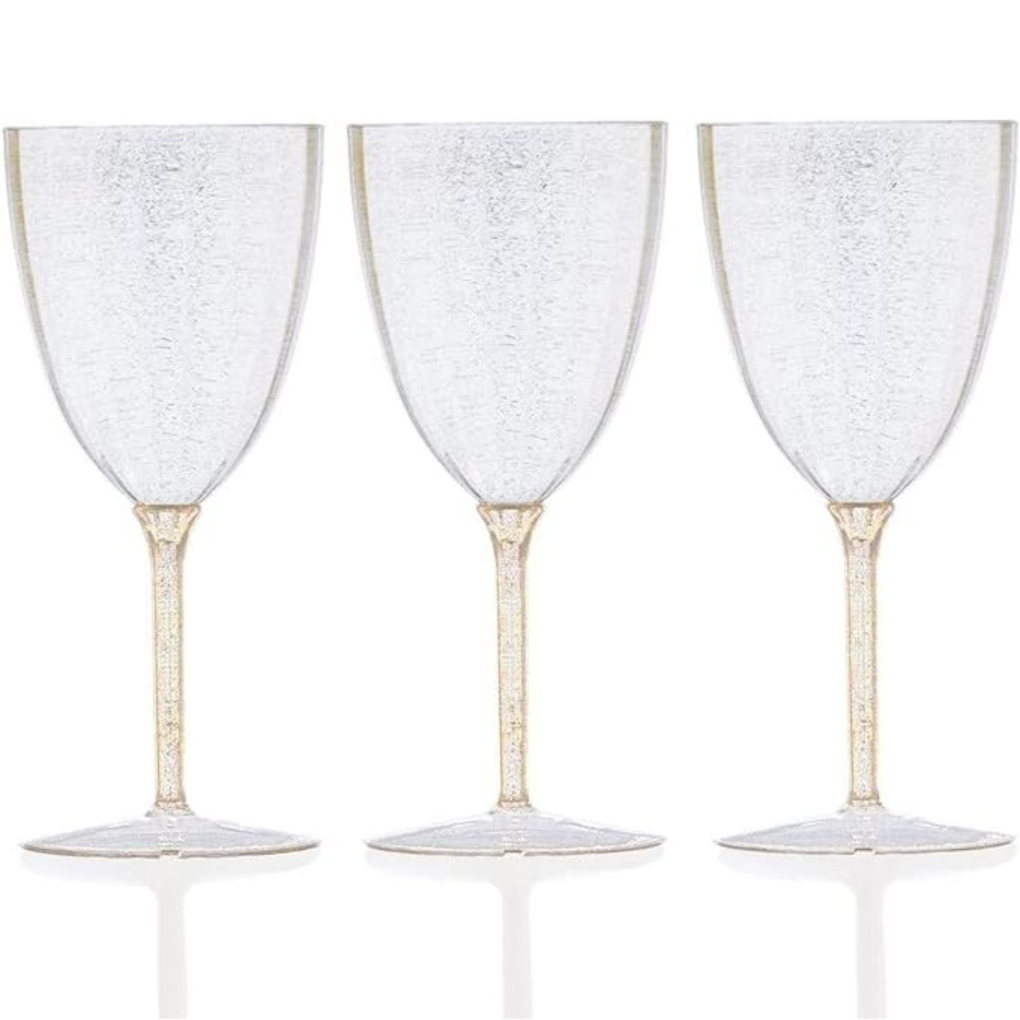 Gold Glitter Disposable Plastic Wine Glasses Goblet 7 oz Cups Nicole Fantini   