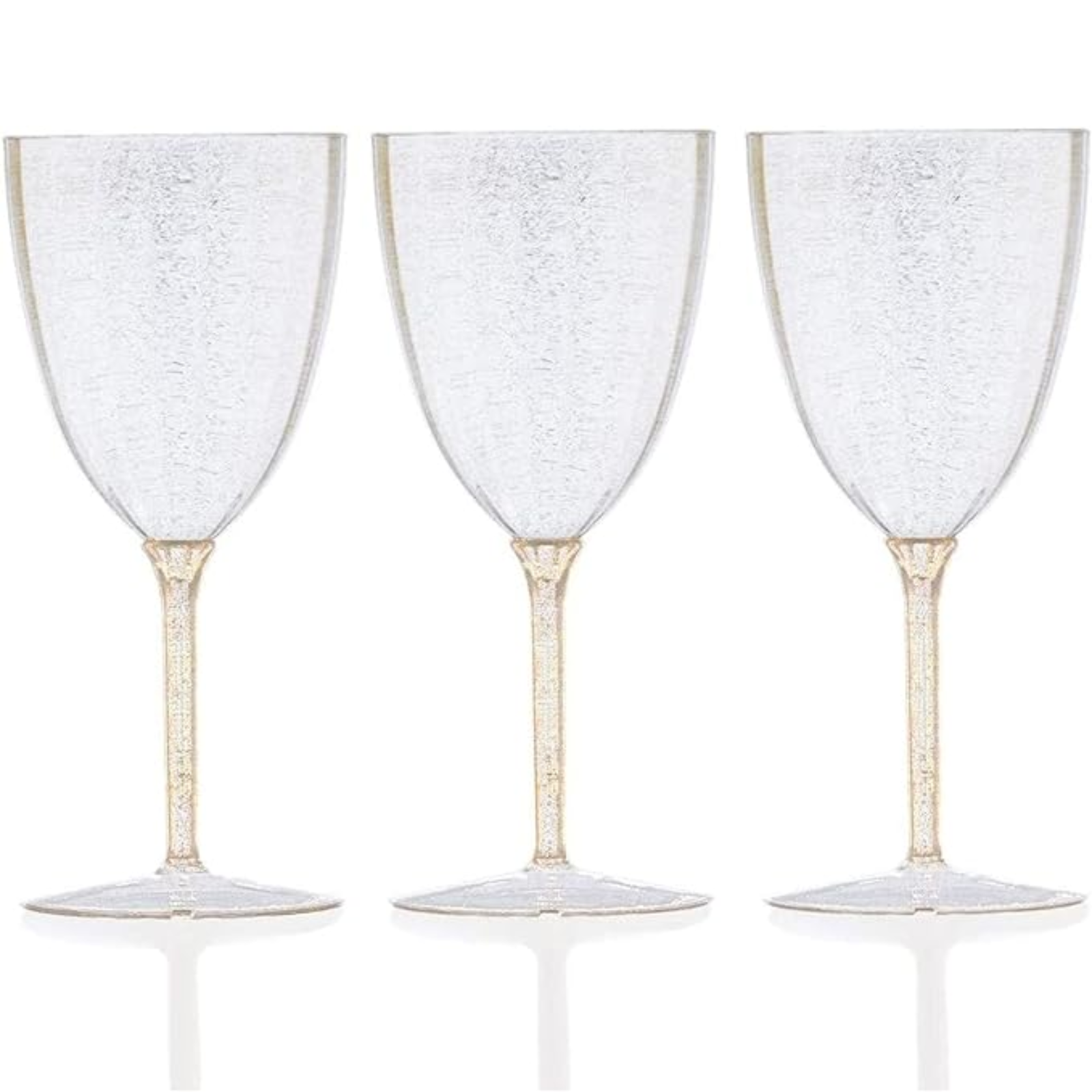 Gold Glitter Disposable Plastic Wine Glasses Goblet 7 oz Cups Nicole Fantini   