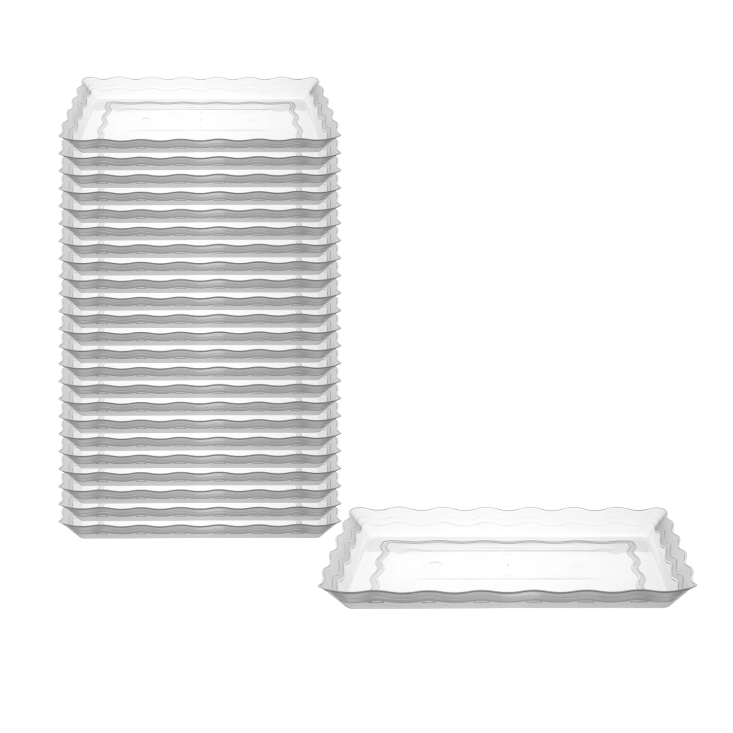 Wave 9" x 13" Rectangle Clear Plastic Tray Serverware Hanna K Signature