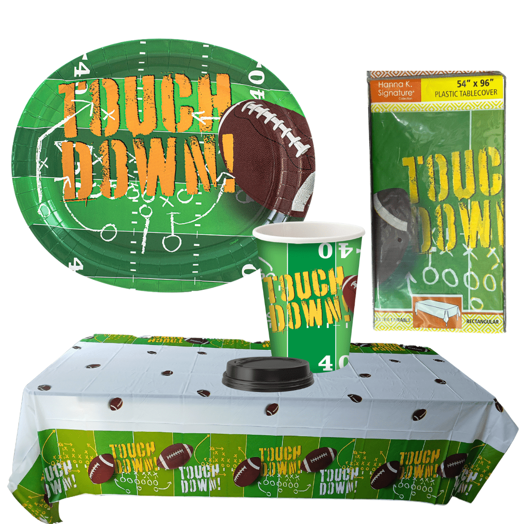 Touch-Down Sports Oval 12" X 10" Paper Plates:10CT Party Supplies VeZee