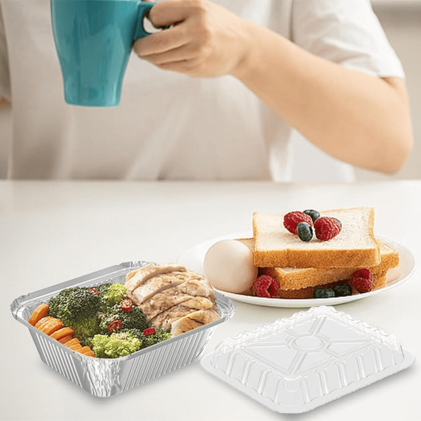 Dome Lids For 1Lb Aluminum Oblong Pans 5" x 4" Disposable VeZee