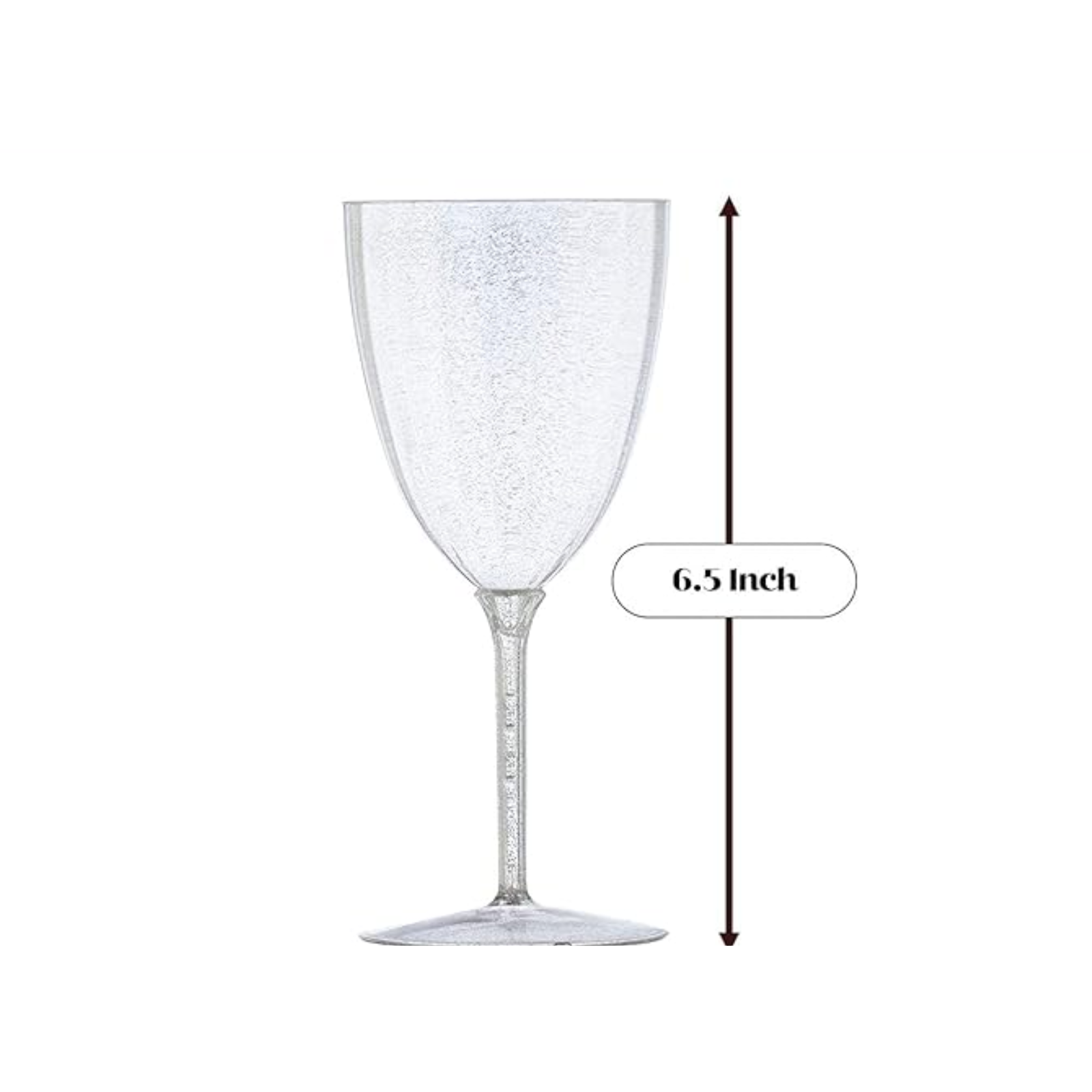 Silver Glitter Disposable Plastic Wine Glasses Goblet 7 oz Cups Nicole Fantini   