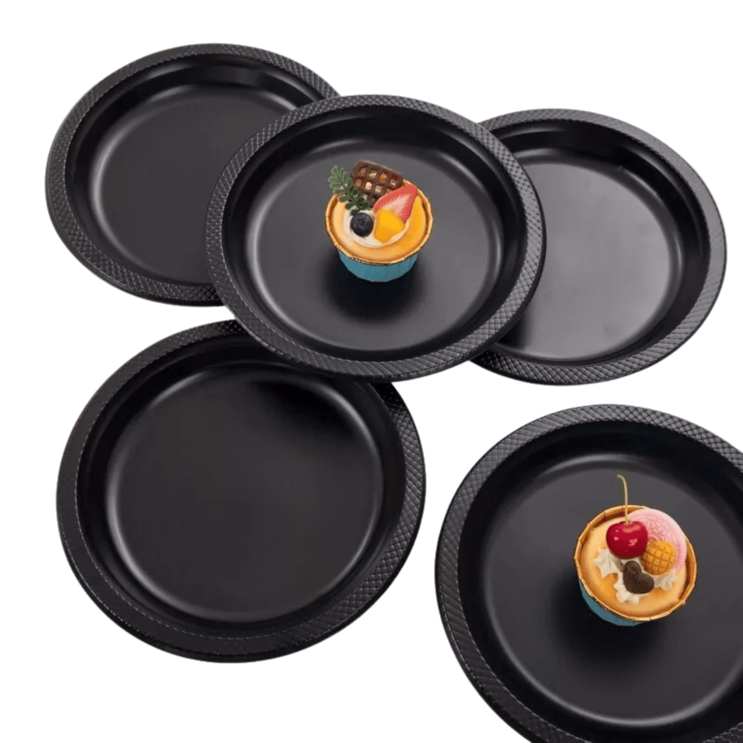 *BUY BULK* Hanna K. Signature 9" Black Plastic Plates Disposable Plates Hanna K Signature