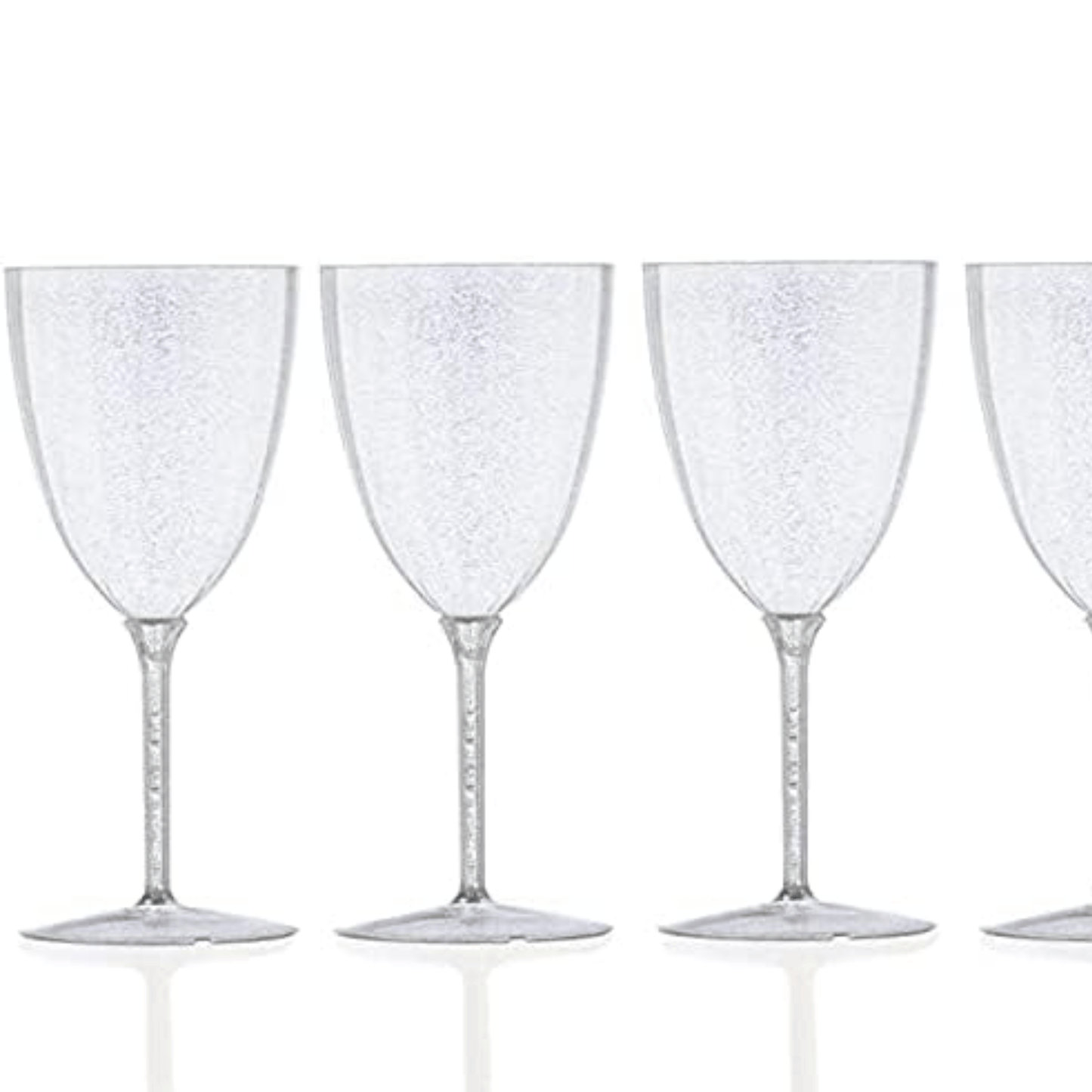 Silver Glitter Disposable Plastic Wine Glasses Goblet 7 oz Wine Goblets VeZee