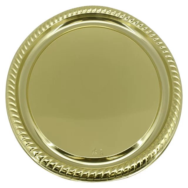 11.5" Gold Round Metallic Serving Plastic Tray Tray King Zak