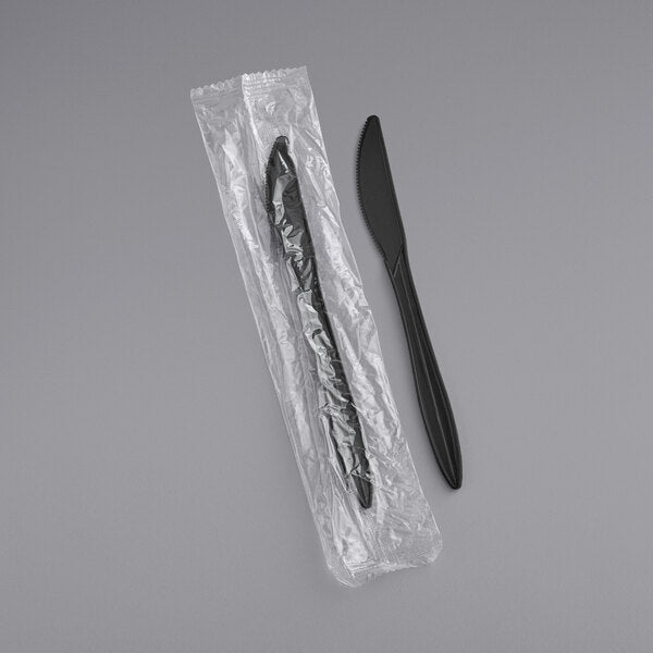 *WHOLESALE* Disposable - Individually Wrapped - Heavy Weight - Black Knives| 1000 ct. VeZee