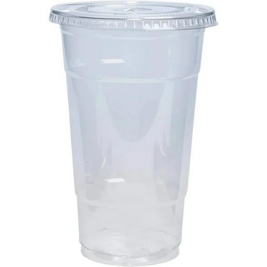 24oz Plastic Clear PET Cups With Flat Lid & Straw, for All Kinds of Beverages Smoothie Cups VeZee Cups With Flat Lids 10 Pack 