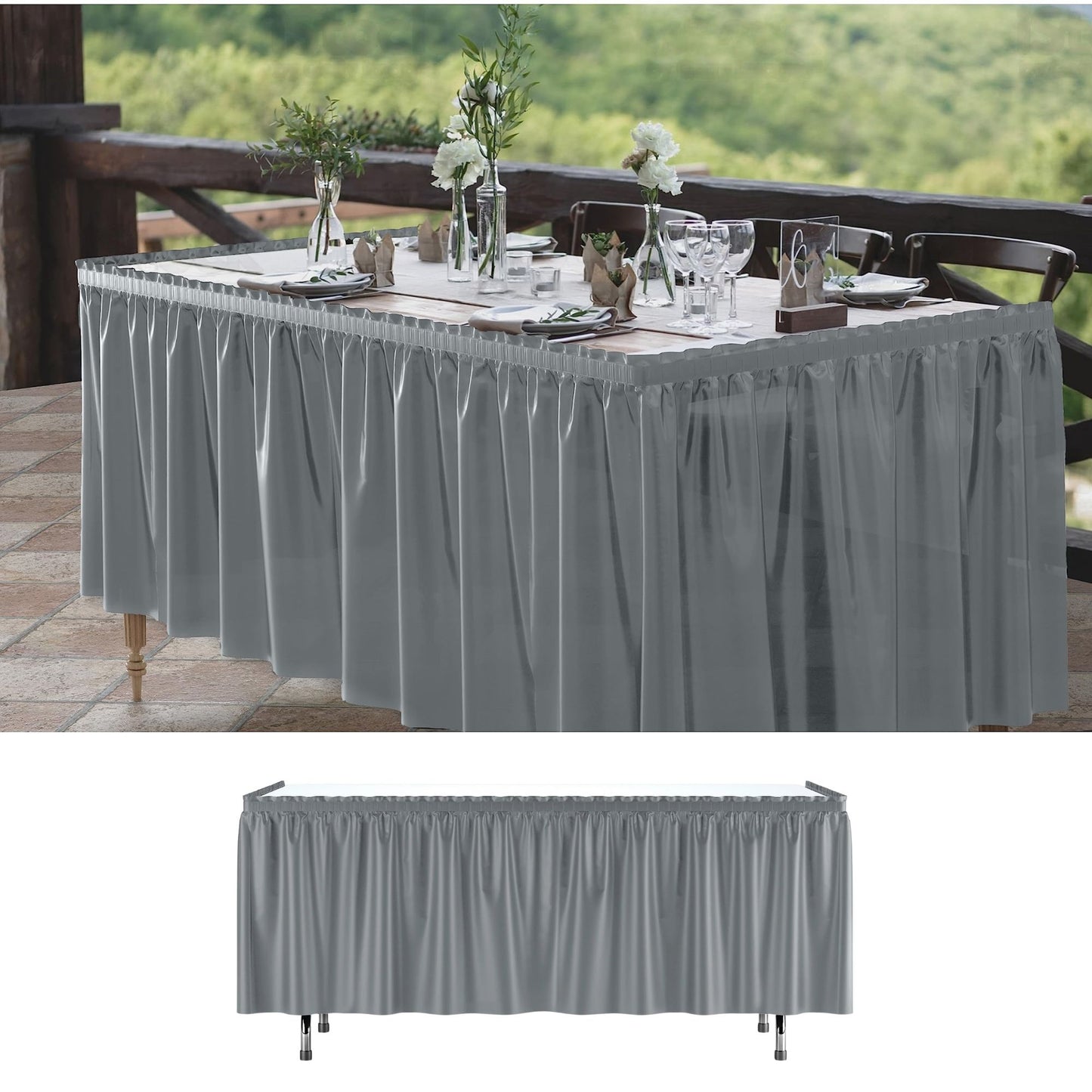 29''X14'' Silver Plastic Tableskirt 1 Pack Tablesettings Party Dimensions