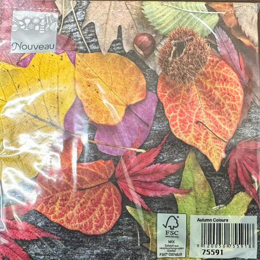 Single Paper Napkins For Decoupage Autumn Colors Mix Flower Pattern 1 Pack (20 Napkins) Napkins Nouveau   