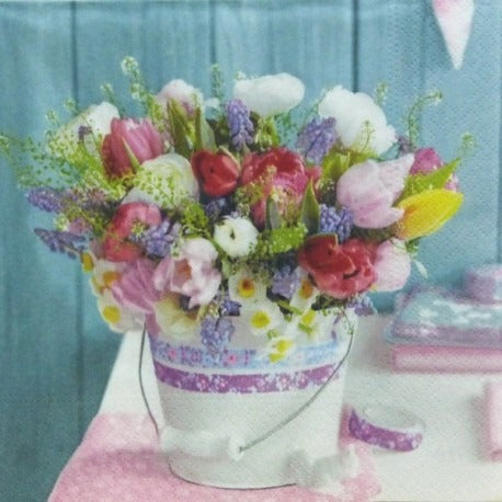 Single Paper Napkins For Decoupage Spring Bouquet  Flower Pattern 1 Pack (20 Napkins) Napkins Nouveau   