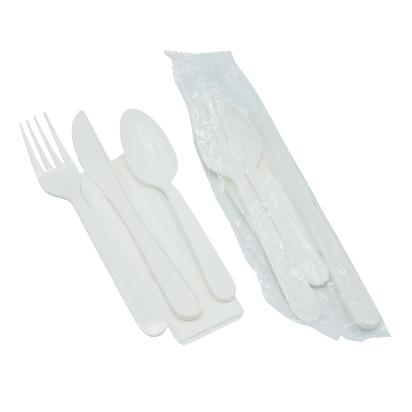 *WHOLESALE* 4 Piece Pack White Plastic Disposable Cutlery Medium Weight 250sets/Case Disposable Cutlery VeZee