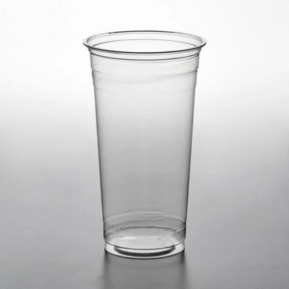 24oz Plastic Clear PET Cups With Flat Lid & Straw, for All Kinds of Beverages Smoothie Cups VeZee   
