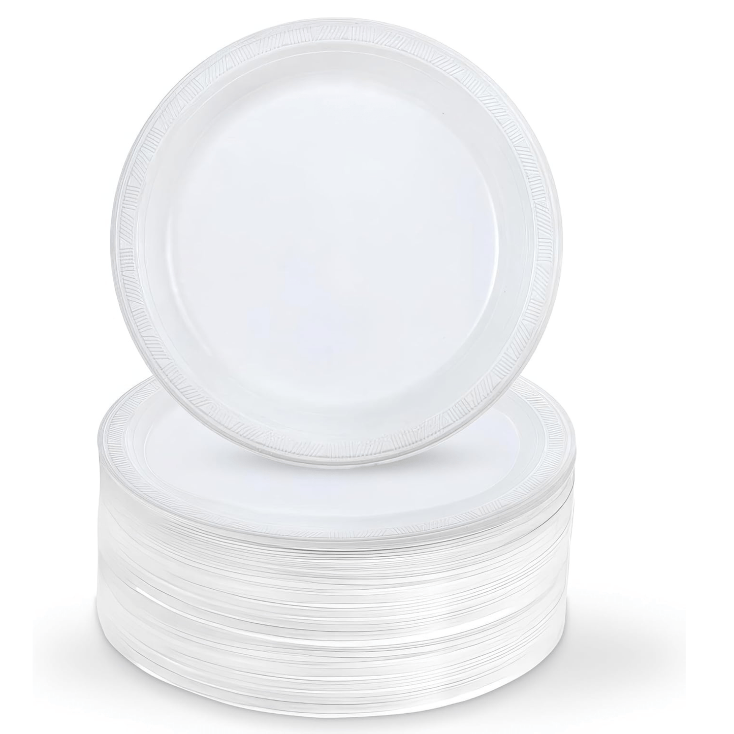 Party Dimensions Round White Party Plastic Plates 9" Disposable Plates Party Dimensions