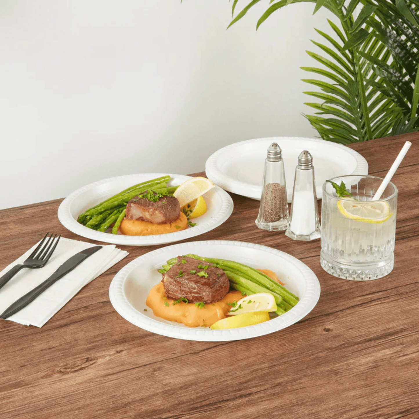 Party Dimensions Round White Party Plastic Plates 9" Disposable Plates Party Dimensions