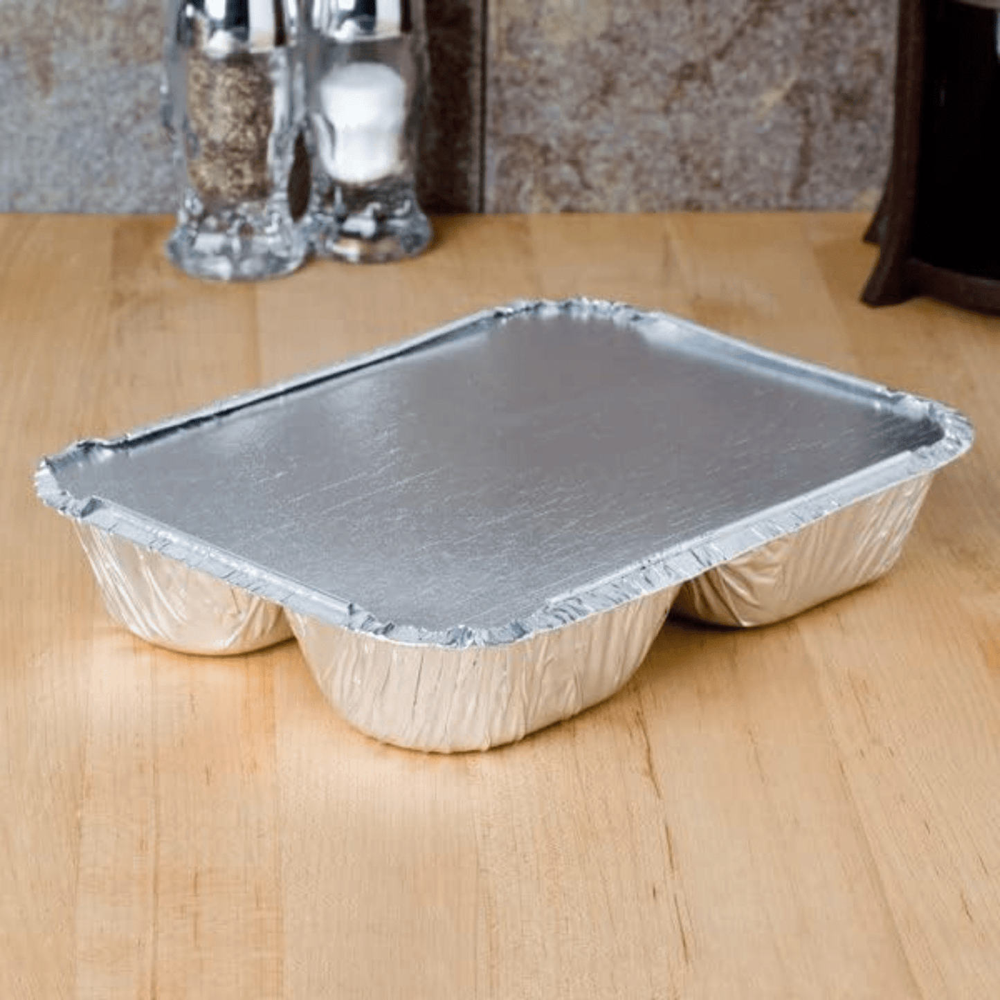*WHOLESALE* Disposable 3 Compartment Aluminum Dinner Foil Pan/Tray with Board Lids Take-Out Containers VeZee