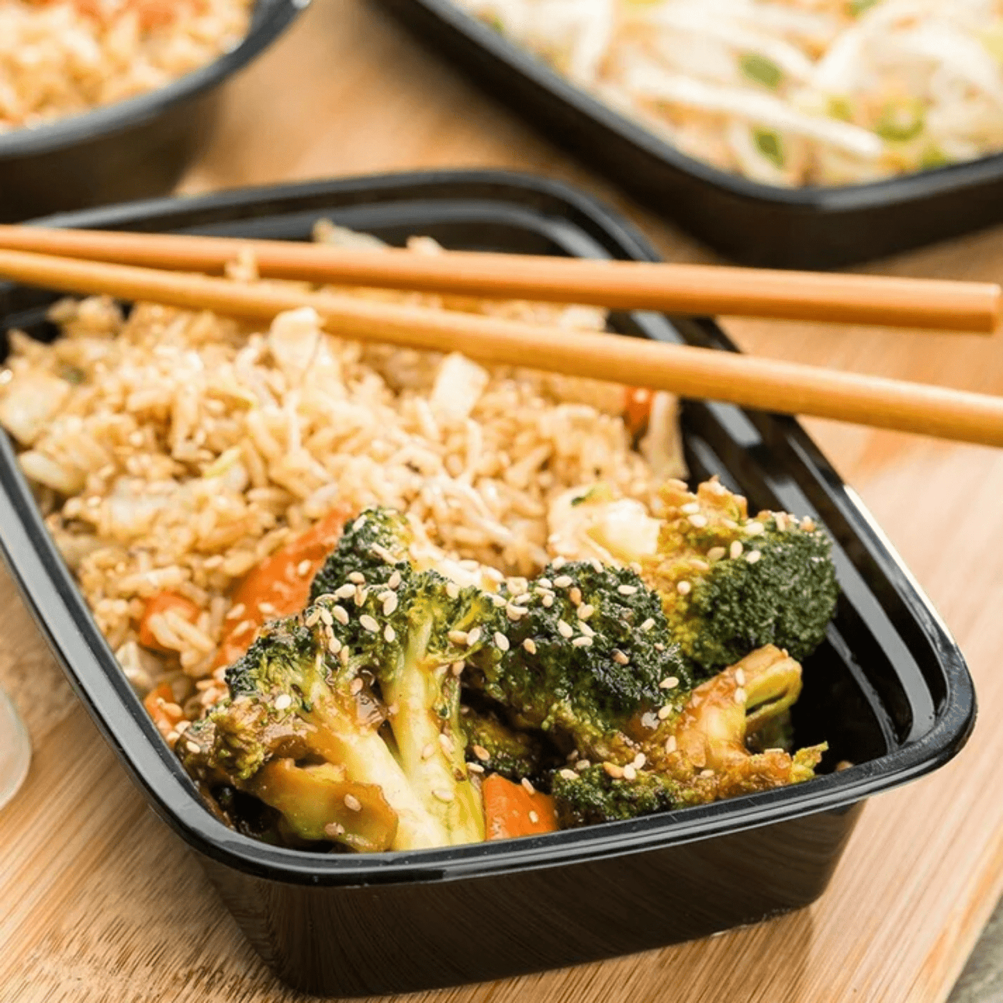 *WHOLESALE* 38oz. Black Rectangular Containers with clear lids | 150 ct/Case Food Storage & Serving VeZee