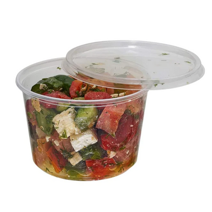 "BULK" Lightweight Clear Plastic Round Deli Container with Lids 16oz Food Storage & Serving VeZee   