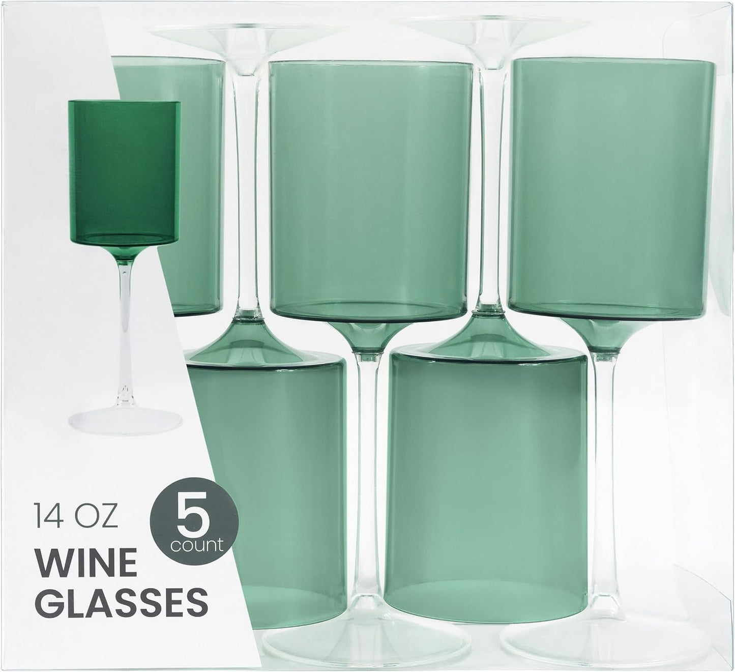 Two Tone 14 Oz Green /Clear Plastic Wine Goblets Wine Goblets SIMCHA Collection