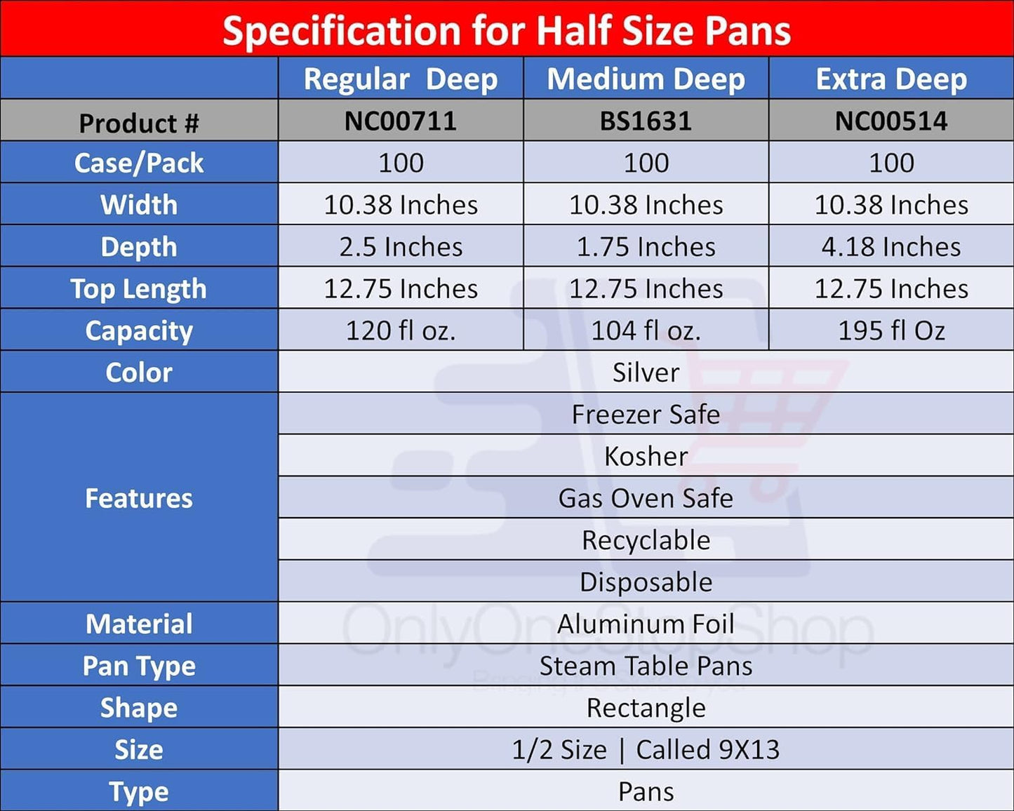 Regular weight 9×13 Half Size Aluminum Pans & Lids COMBO Disposable VeZee