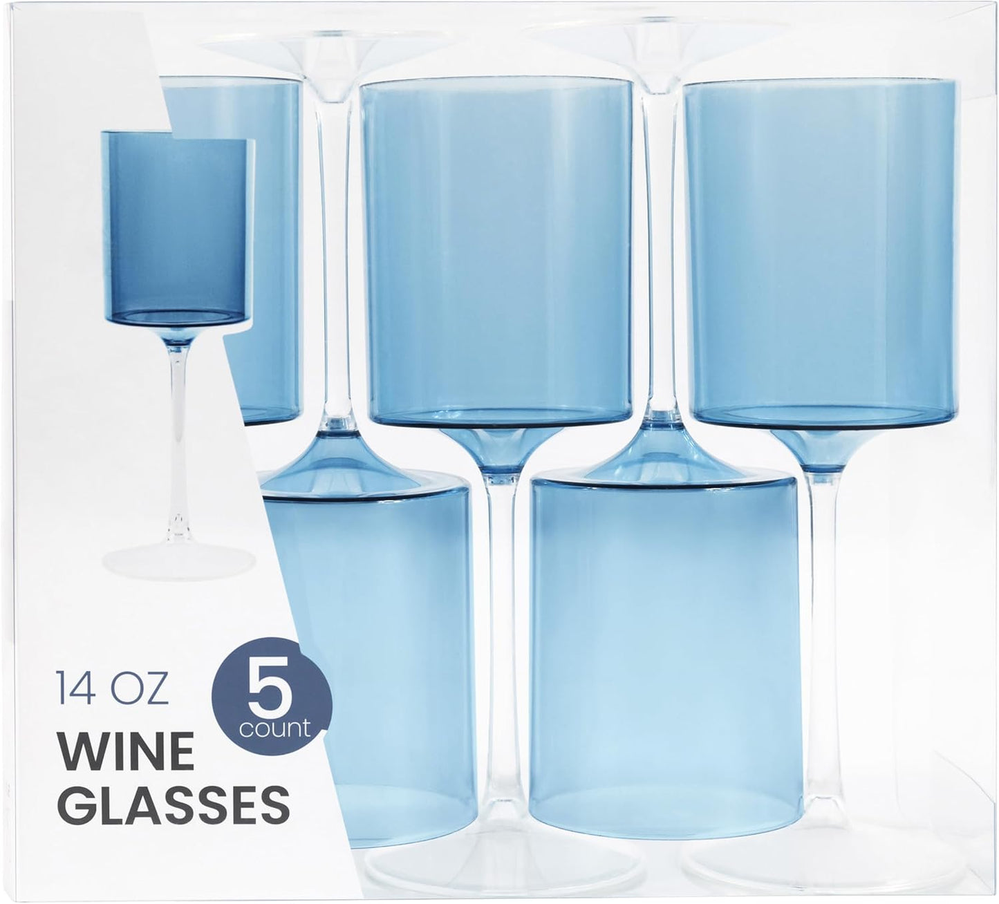 14oz Two Tone Blue/Clear Plastic Wine Goblets Wine Goblets SIMCHA Collection