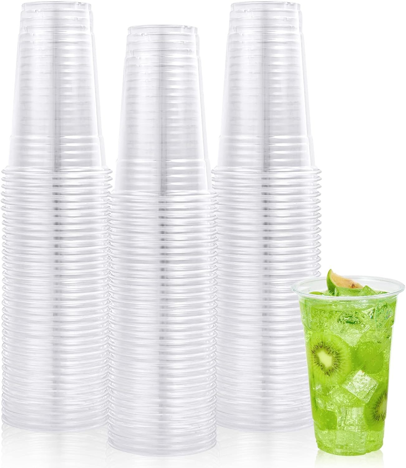 24oz Plastic Clear PET Cups With Flat Lid & Straw, for All Kinds of Beverages Smoothie Cups VeZee Cups 1000 Pack ==> 10% off 