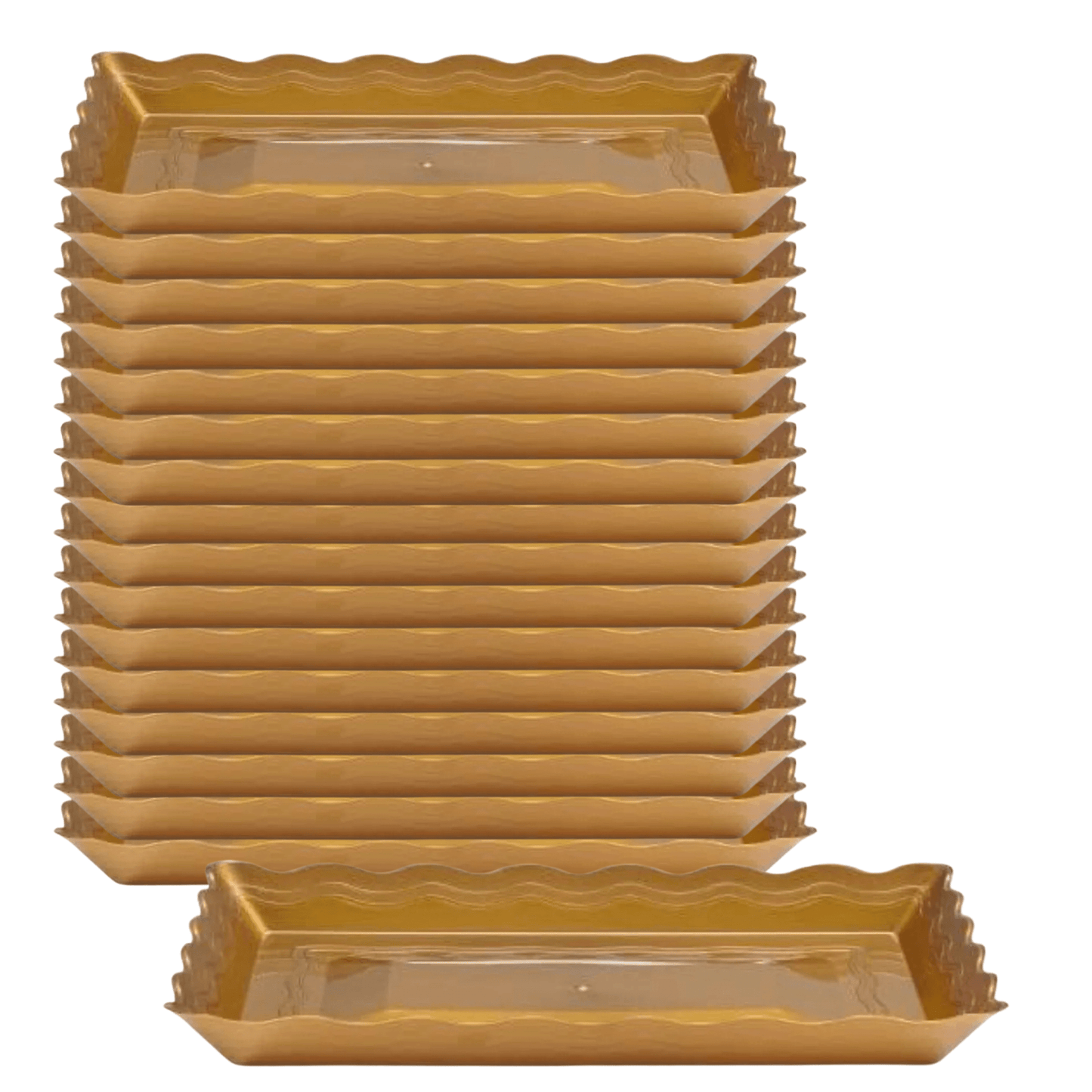 12" x 18" Gold Plastic Rectangular Serving Tray – Stylish, Durable, Disposable Serverware Hanna K