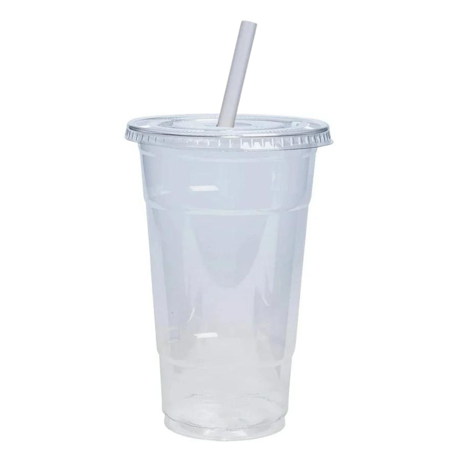 24oz Plastic Clear PET Cups With Flat Lid & Straw, for All Kinds of Beverages Smoothie Cups VeZee Cups/Lids/Straws 10 Pack 