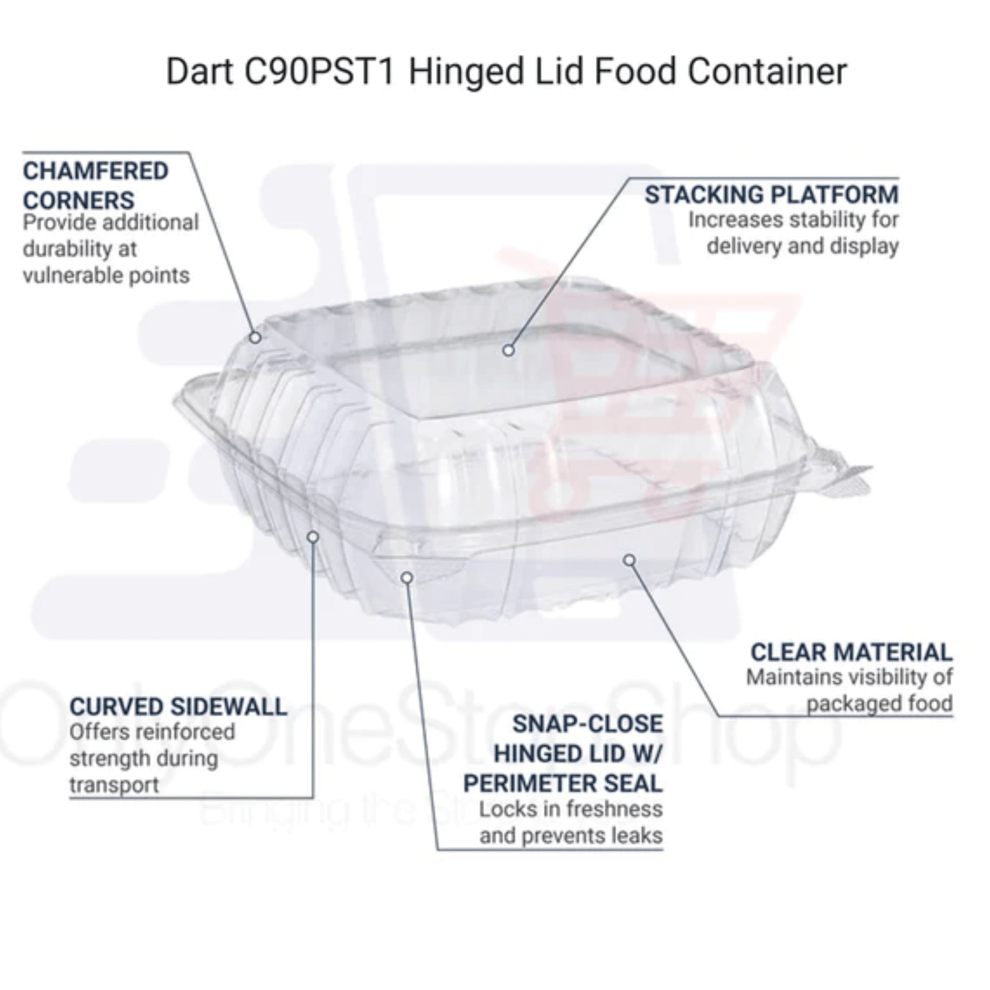 *WHOLESALE* DART Model # C9PST1| ClearSeal Hinged Lid Container | 250 ct/case Smoothie Cups Dart