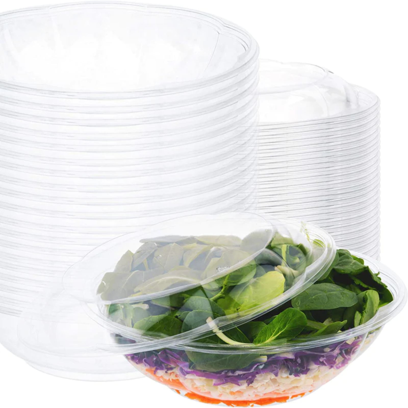 *WHOLESALE* 64oz. Rose / Salad Bowls To-Go Containers with lids | 100 ct/case Smoothie Cups VeZee   