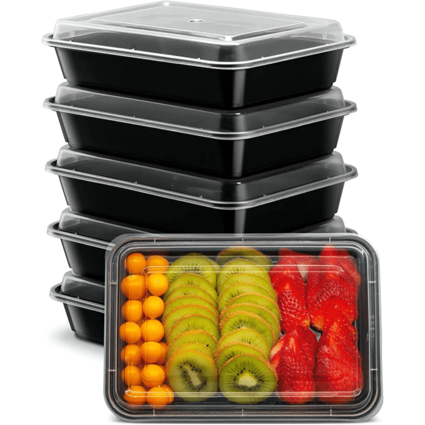 28oz. Disposable Black Rectangular Meal Prep/ Bento Box Containers with Lids Food Storage & Serving VeZee