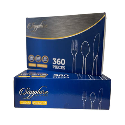 Disposable Cutlery 360 Pcs Spoons Forks Knives Plastic Party Cutlery - Clear Cutlery OnlyOneStopShop   