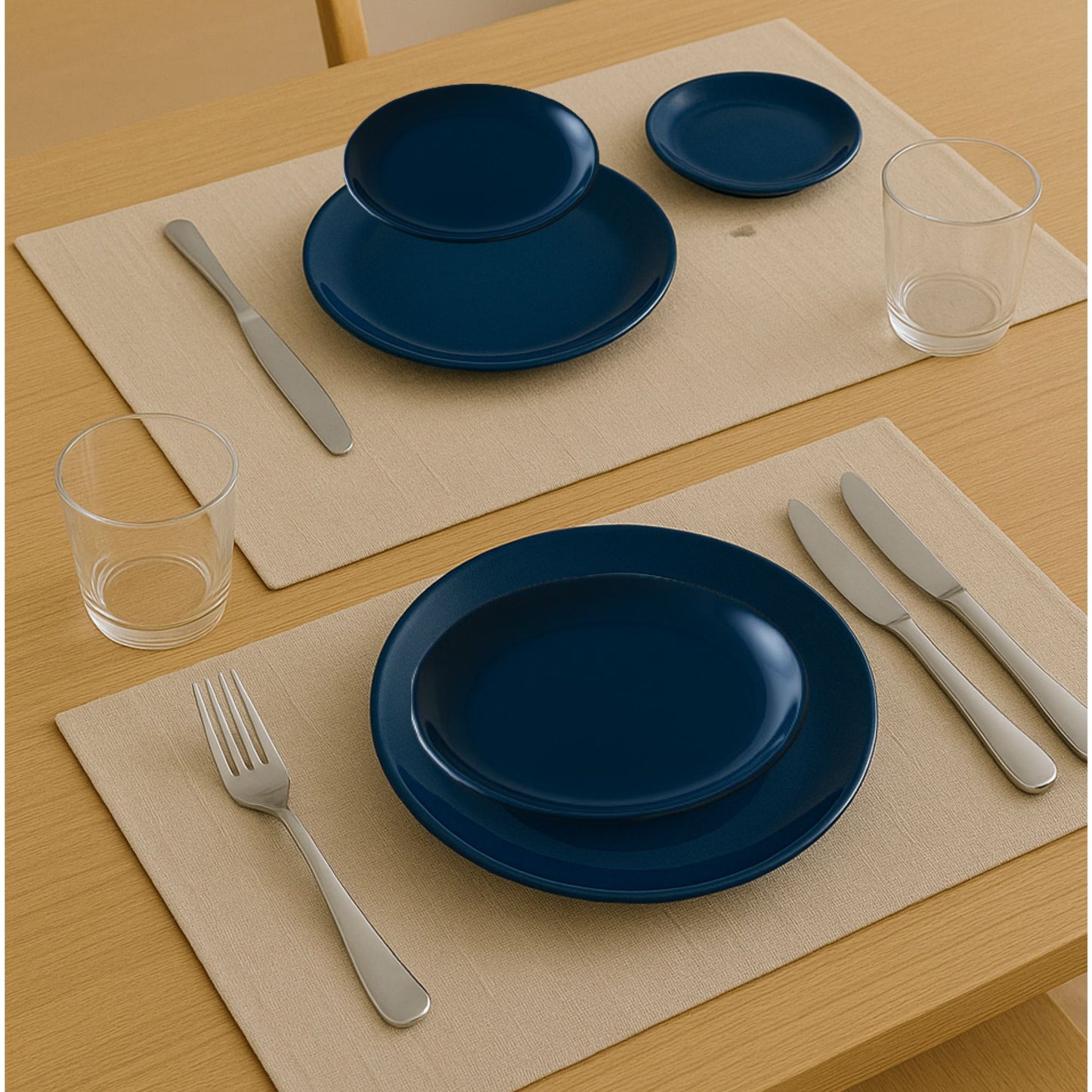 Round Dark Blue Disposable Plastic Dinnerware Set Value Pack-Edge Dinnerware Sets SIMCHA Collection
