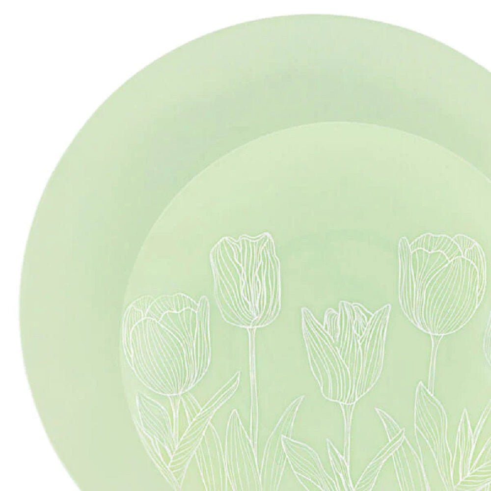 SALE Mint Green Tulip 7." Appetizer/Dessert Plastic Plates Elegant Plates Blue Sky
