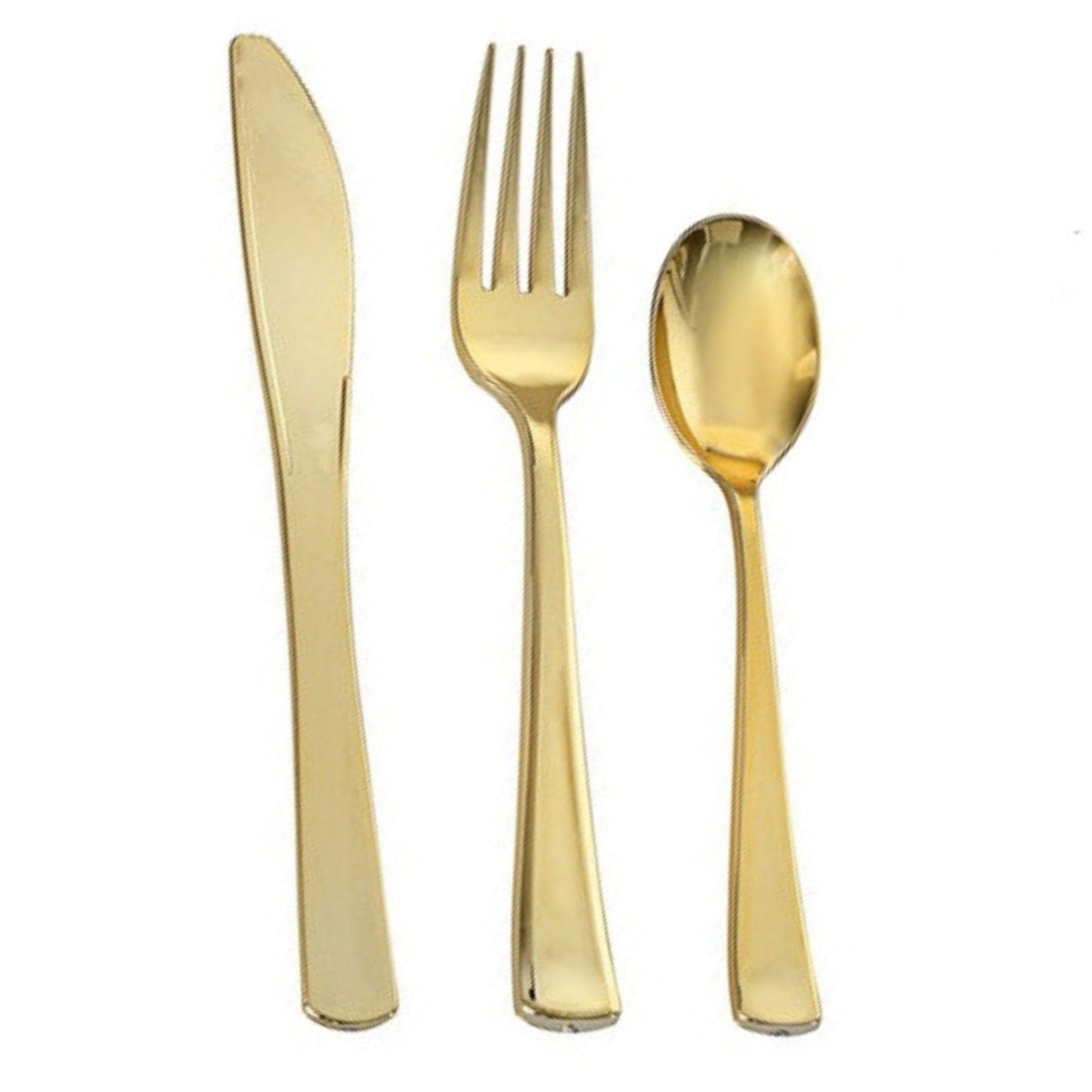 Square White & Gold Rim Plastic Dinnerware Set Value Pack-Edge Dinnerware Sets SIMCHA Collection