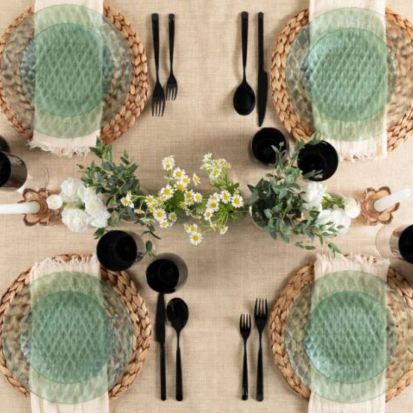 10"&7" Green Plastic Plates Combo Set:Timeless