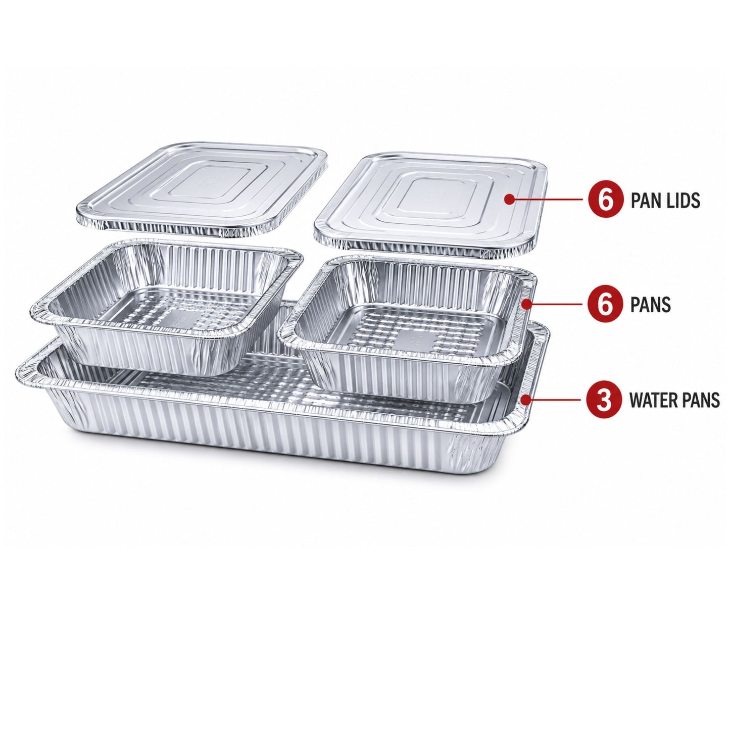 33 Piece Buffet Serving Kit Disposable Aluminum Refill Chafing Set (No Racks) with Pans, Lids, Fuel Cans, Serving Utensils & Lighters Disposable VeZee