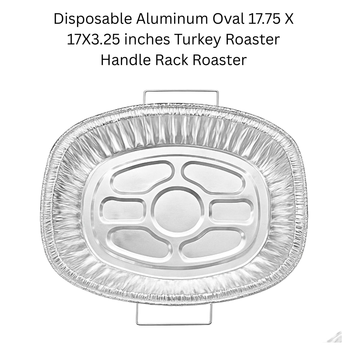 Combo Handle Rack Disposable Aluminum Foil for Turkey Roaster, Full Size, Half Size Pans with Basting Set Disposable Oval Turkey pan VeZee