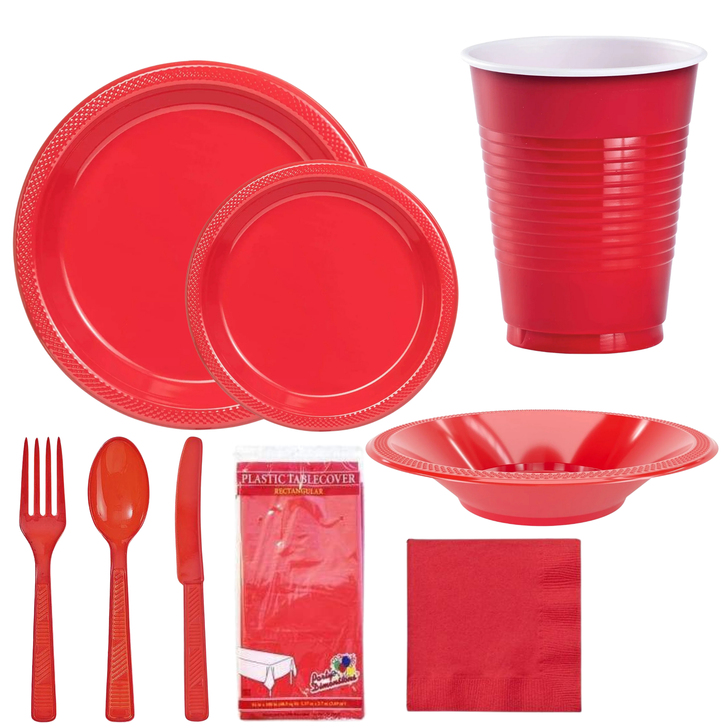 COMBO-PARTY SET: RED-Complete Disposable Dining Solution for Your Event Disposable Tableware Hanna K Signature