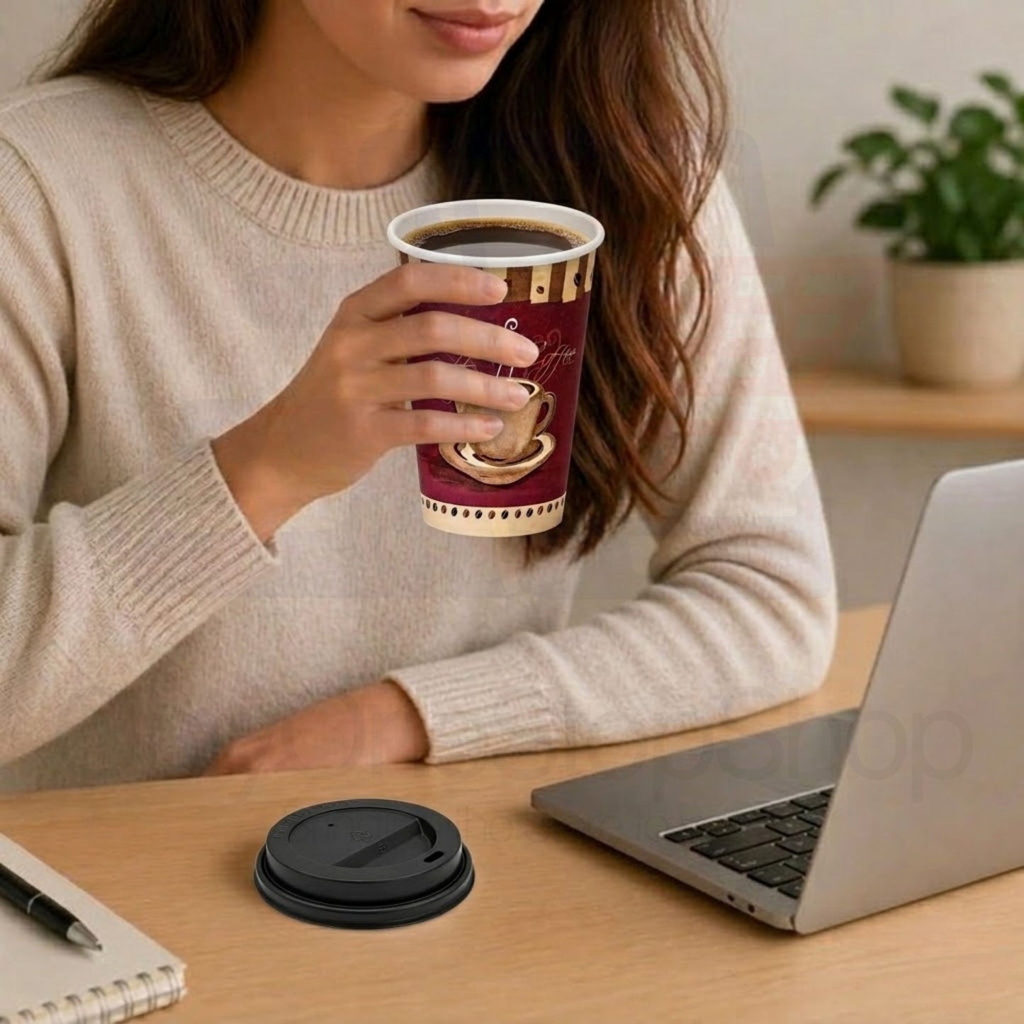 *Buy Bulk* 16oz Disposable Heaven Poly Paper Cups with Black Dome Lids Hot & Cold Paper Cups VeZee