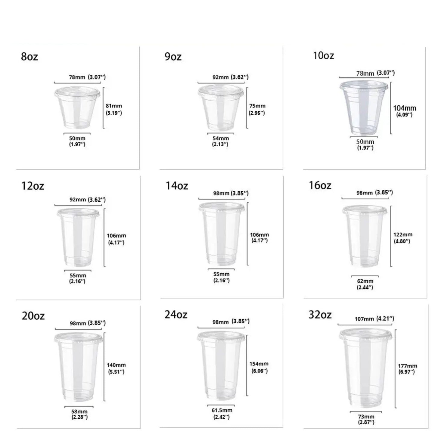 20oz Plastic Clear PET Cups With Flat Lid & Straw, for All Kinds of Beverages Smoothie Cups VeZee