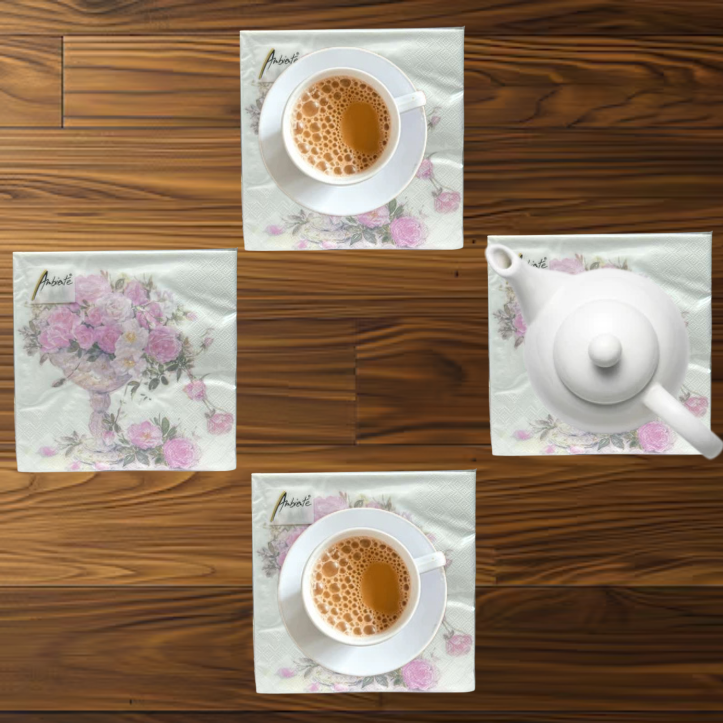 13" x 13" Premium 3-Ply Floral Tissue Napkins: 20 Count Napkins Ambiente