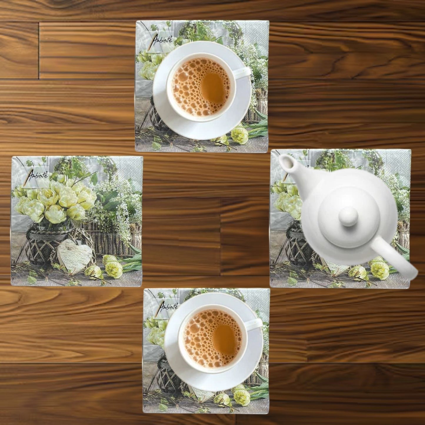 Ambiente 13" x 13" 3-Ply Floral Tissue Napkins: 20 Count Napkins Ambiente