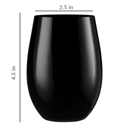 Stemless Plastic Wine Goblet 16oz Black  Decorline   
