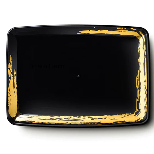 Whisk Collection Black Rectangle Serving Tray Gold Accent 8" x 11"  Decorline   
