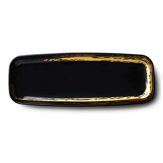 Whisk Collection Black Oval Serving Tray Gold Accent 6.5" x 17.5"  Decorline   