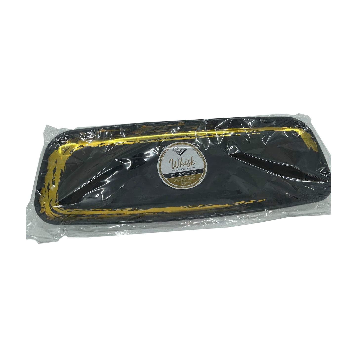 Whisk 6.5"x17.5" Black Oval Serving Disposable Plastic Tray Disposable Serving Trays Decorline