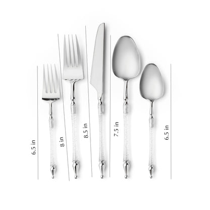 Sophisticated Cutlery 40 pcs White / Silver Top Plastic Tableware  Sophisticate   
