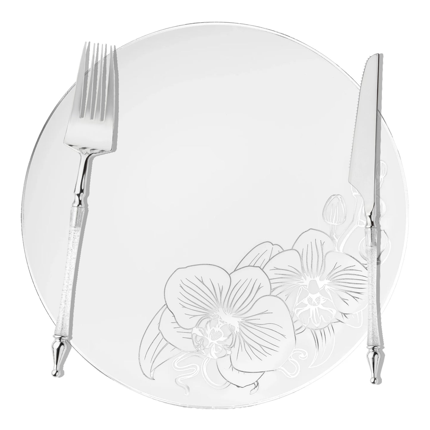 Sophisticated Cutlery 40 pcs Glitter Silver / Silver Top Plastic Tableware Sophisticate