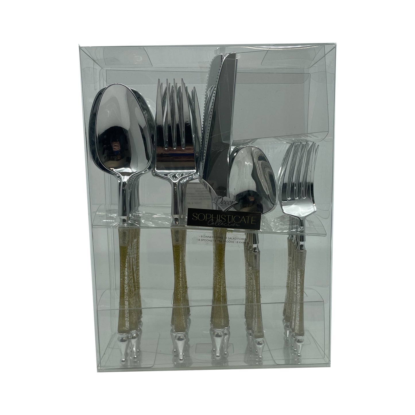 Sophisticated Cutlery 40 pcs Glitter Gold / Silver Top Plastic Tableware Sophisticate